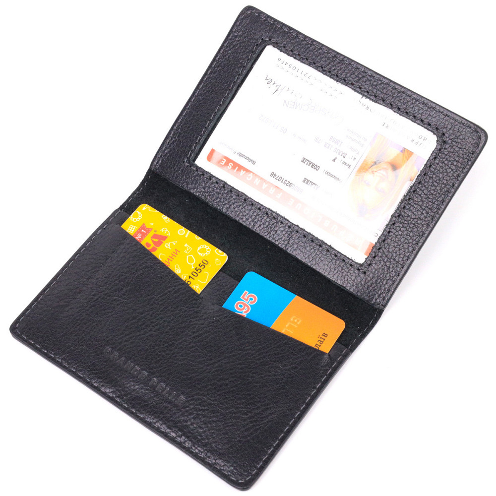 Кожаная обложка на военный билет Слава ЗСУ GRANDE PELLE 16745 Черная Киев - изображение 6