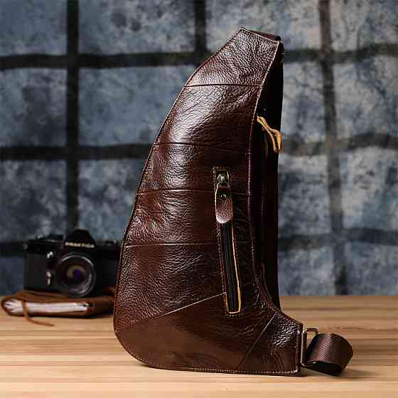 Сумка для мужчин с большим количеством карманов из натуральной кожи Vintage 22956 Коричневый Киев
