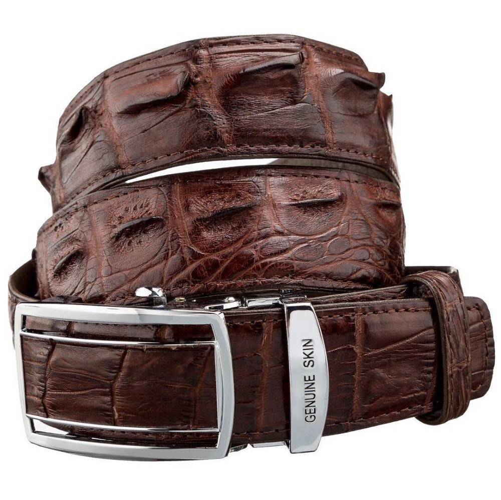 Ремінь-автомат з натуральної шкіри крокодила (каймана) Коричневий (CROCODILE LEATHER) Київ - фото 12