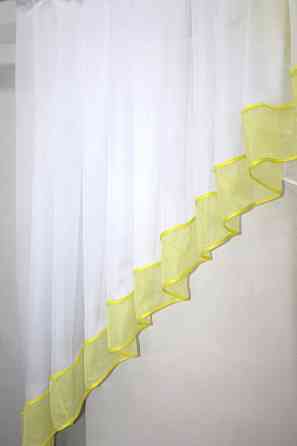 Кухонная занавеска VR-Textil № 023к белый с лимонным 150х150 см (52-0400) Киев