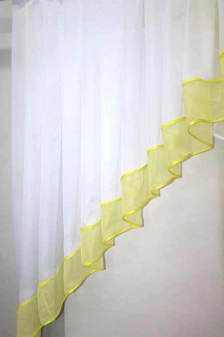 Кухонна занавіска VR-Textil № 023к білий з лимонним 150х150 см (52-0400) Київ - фото 3