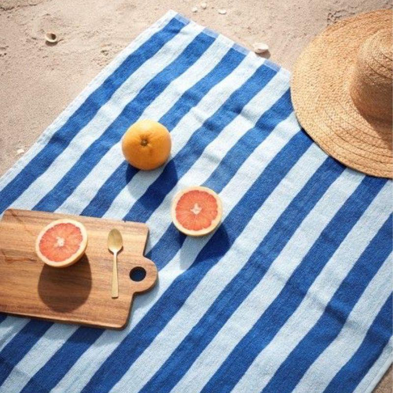 Рушник бавовна махра  Lovely Svi для пляжа, басейна, ванної, отелей, SPA, саун, XL (75 x150 см)  Біло - синій Київ - фото 3