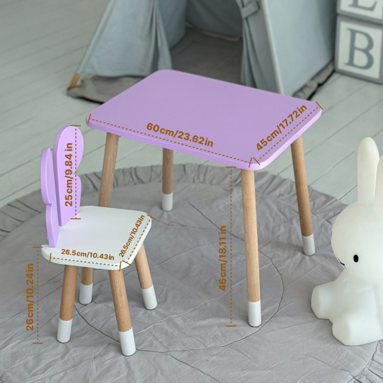 Дитячий стіл і стілець "Метелик" фіолетово-білі Київ