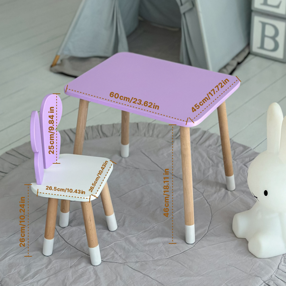 Дитячий стіл і стілець "Метелик" фіолетово-білі Київ - фото 1