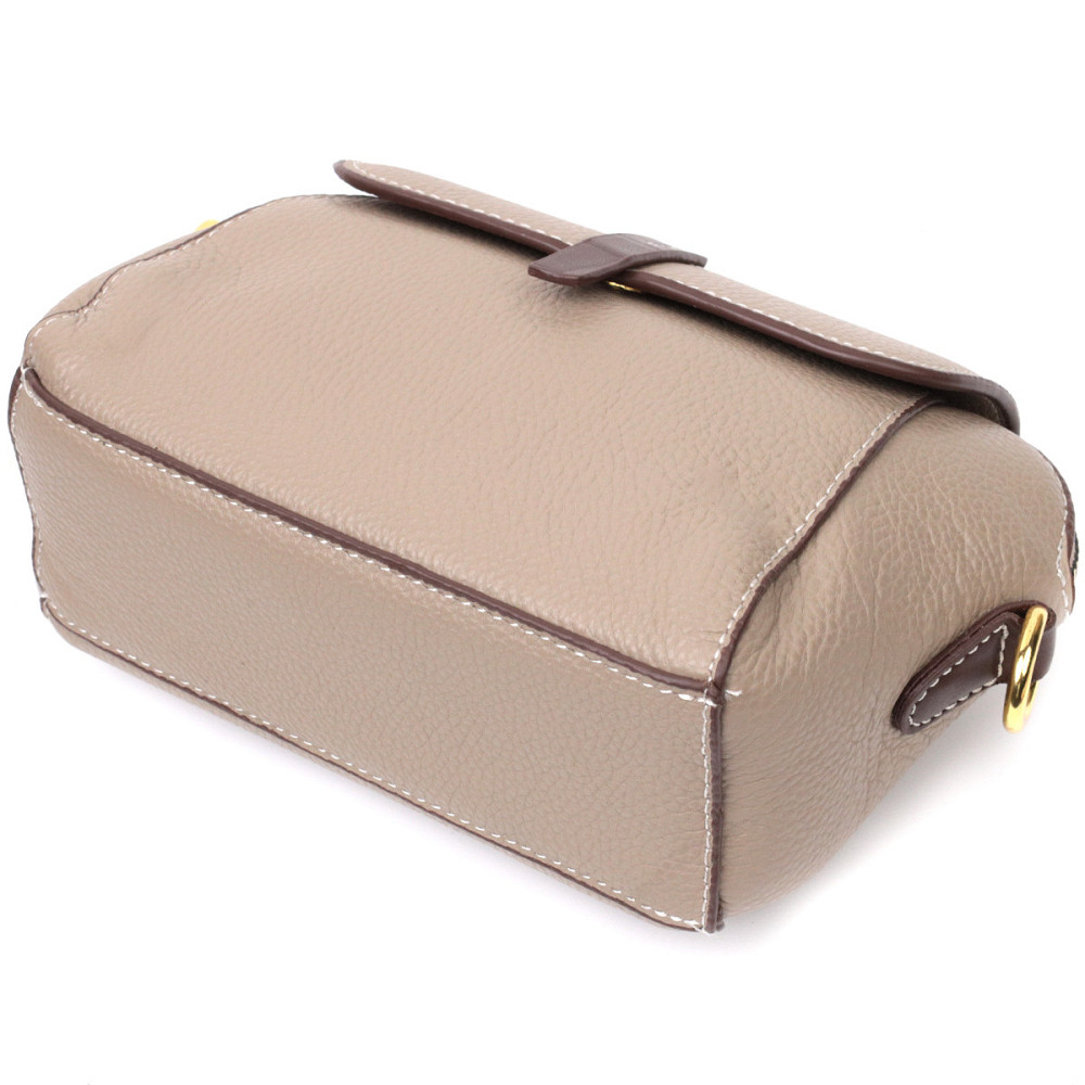 Стильная женская компактная сумка из натуральной кожи Vintage 22267 Бежевая Киев - изображение 5