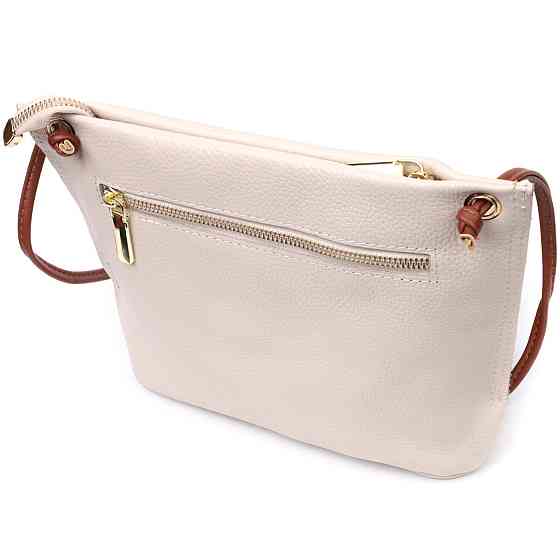 Женская трапециевидная сумка на плечо из натуральной кожи Белая (Vintage) Киев