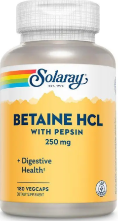 Бетаїн HCl + пепсин Solaray HCL with Pepsin 180 капс Київ