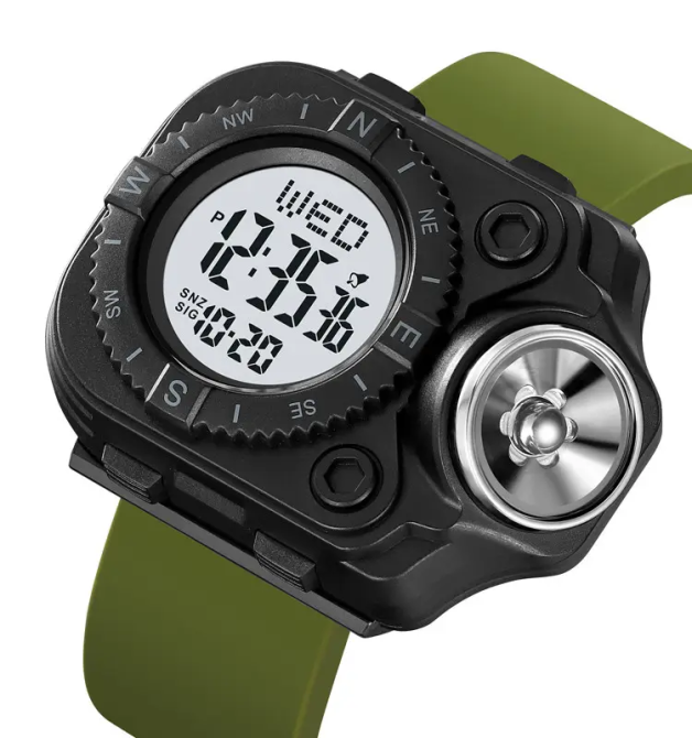 Чоловічий наручний годинник з ліхтарем Skmei 2187 Зелений з білим циферблатом Вінниця - фото 2