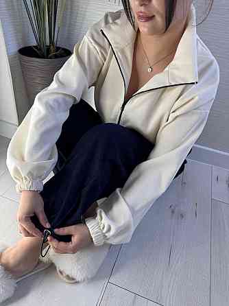 Жіночий стильний повсякденний костюм-двійка з мікровельвету Білий, 46/48 Одеса