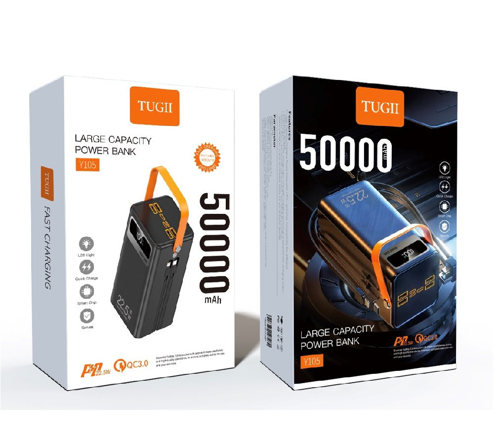 Внешний аккумулятор WUW Y105 （PD22.5W quick charge) 50000mAh Black Киев - изображение 2