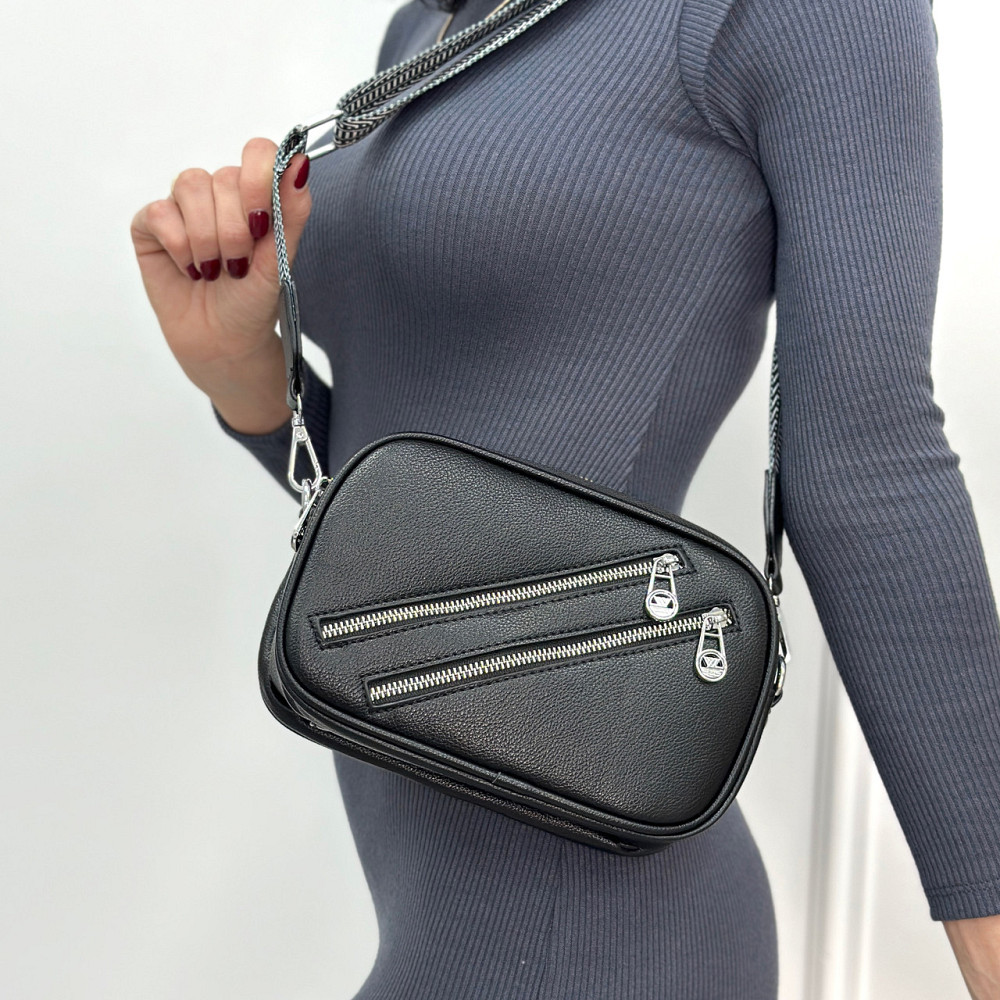 Маленькая женская сумочка с молниями Look Черный Киев - изображение 4