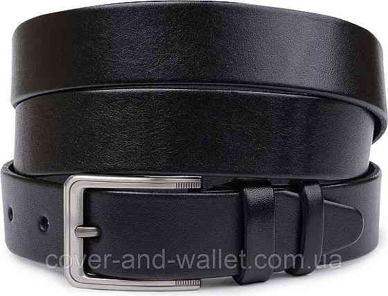 Чорний чоловічий ремінь батал під штани з натуральної шкіри Vintage 35 мм Київ