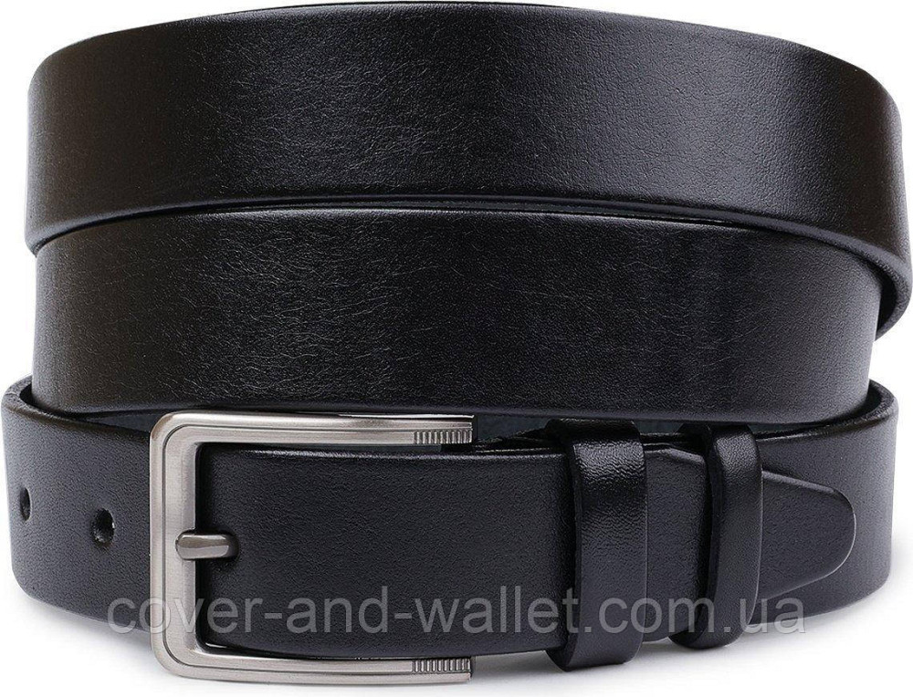 Чорний чоловічий ремінь батал під штани з натуральної шкіри Vintage 35 мм Київ - фото 5