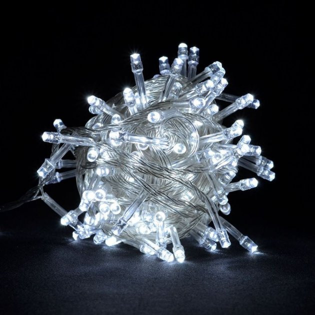 Гирлянда RD-7139 100 LED 10 м белый холодный цвет / Прозрачный провод Київ - фото 1