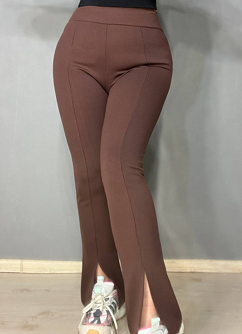 Лосини жіночі Prenses 535 з високою посадкою та розрізами кльош коричневі, коричневий, XL Київ - фото 18