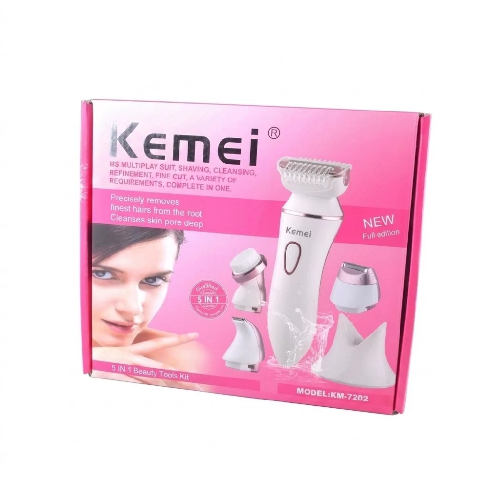 Женский эпилятор Kemei KM-7202 с 4 насадками Белый Винница - изображение 9