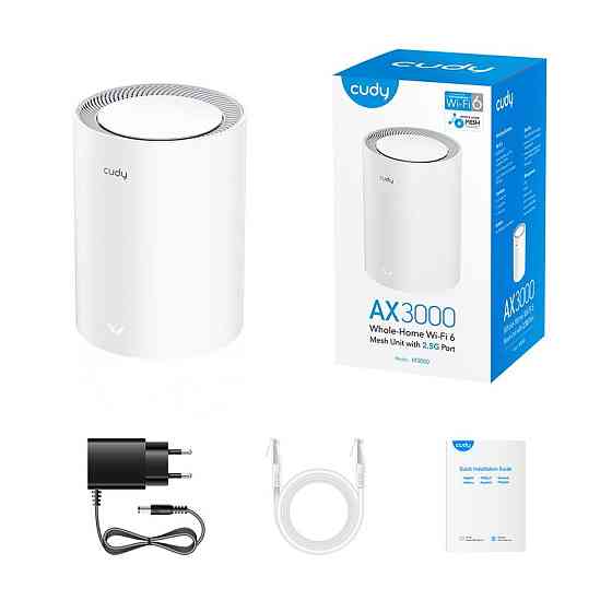 Маршрутизатор Wi-Fi Mesh-система WiFi 6 2.5G Cudy M3000 дводіапазонний AX3000 (1-Pack) Білий Київ
