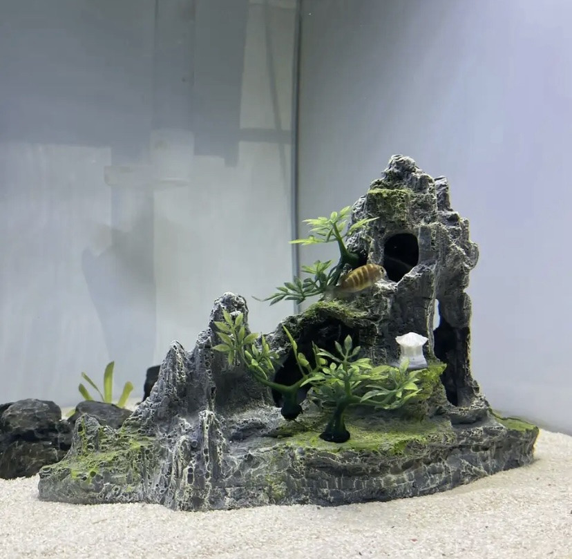 Декор для акваріума Скала акваріумний пейзаж розмір 17 на 22 на 9 см смола акваріумний декор Київ - фото 1
