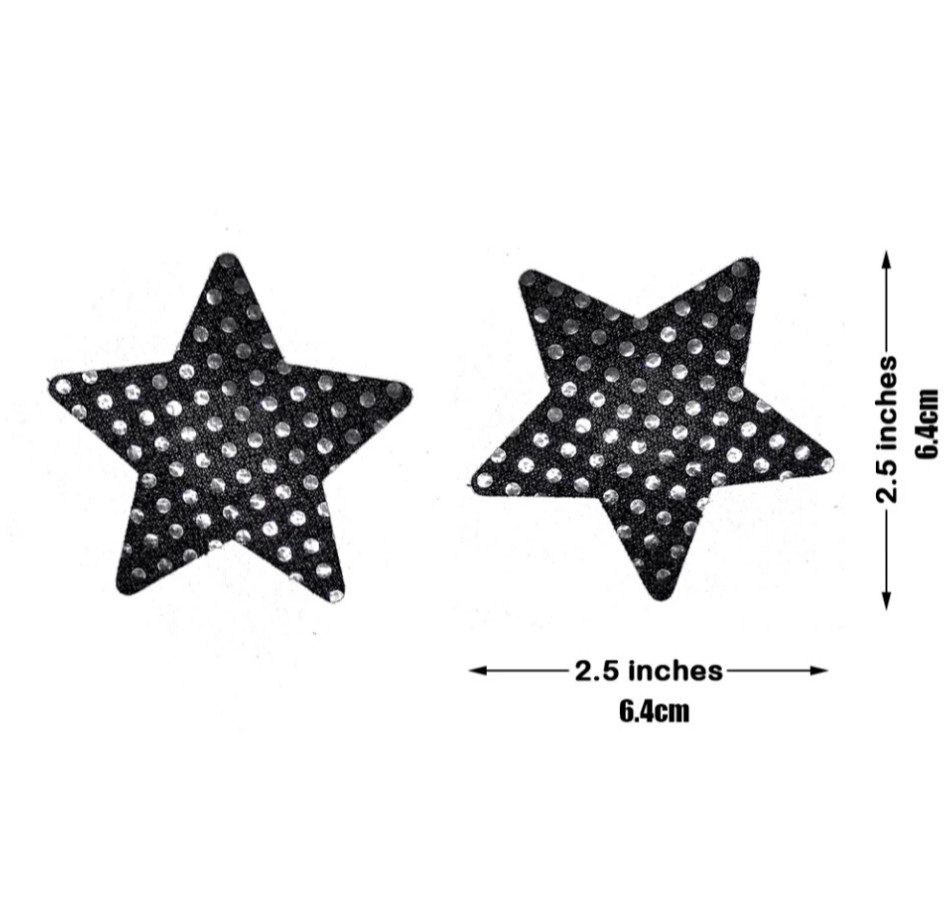 Наклейки на груди Зірки з паєтками 8 см чорний Київ - фото 1