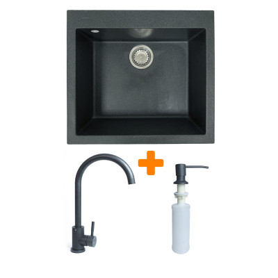 Мойка кухонная Adamant Univer графіт + змішувач + дозатор (4824296902113) Винница - изображение 1