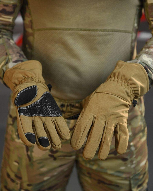 Рукавички софтшел на хутрі койот ВТ4766 Одесса - изображение 2