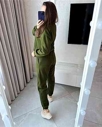 Жіночий теплий прогулянковий костюм: світшот і штани фліс Хакі, 52/54 Одеса