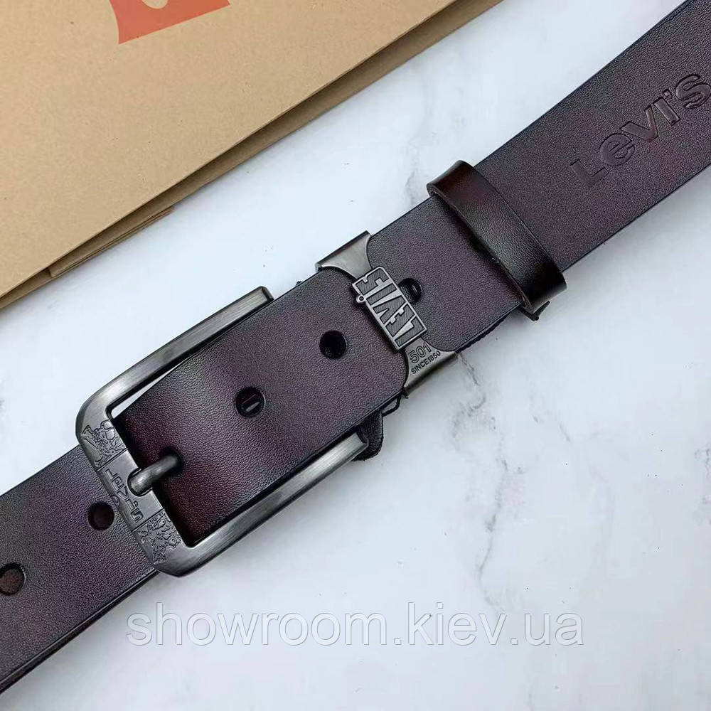Мужской брендовый ремень Levis (515) brown Киев - изображение 3