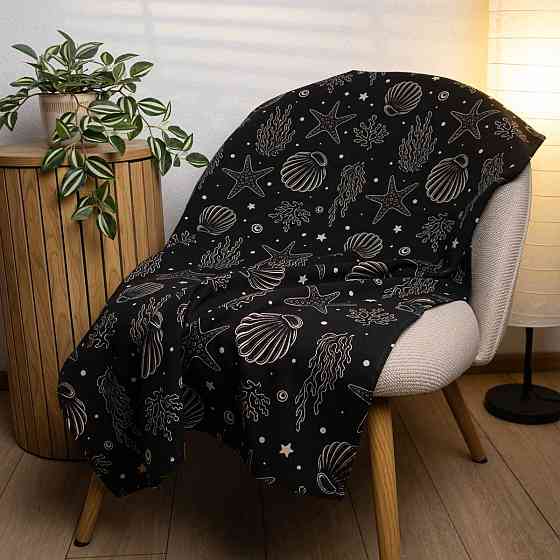 Пляжний рушник великий тонкий махровий з принтом GM Textile 70х150 см 300 г/м2 (Чорний) Суми