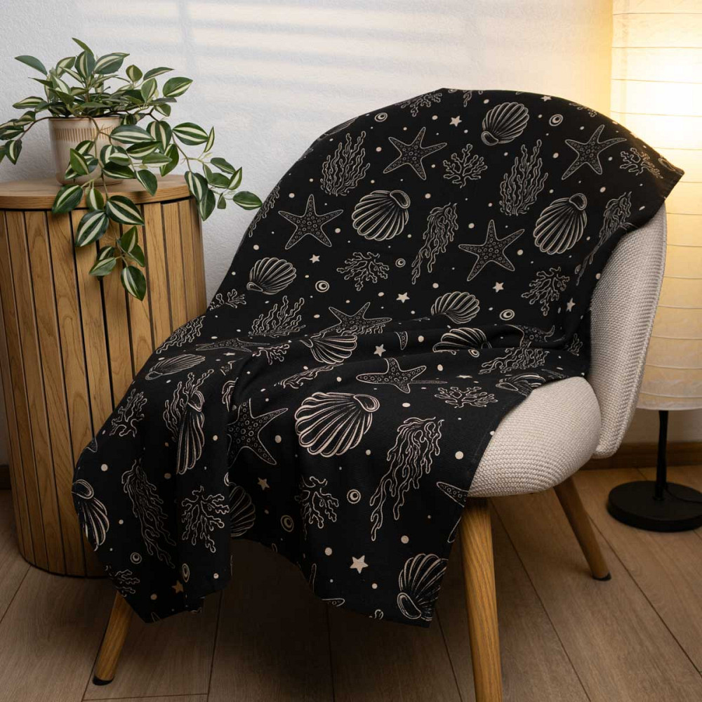 Пляжний рушник великий тонкий махровий з принтом GM Textile 70х150 см 300 г/м2 (Чорний) Суми - фото 2