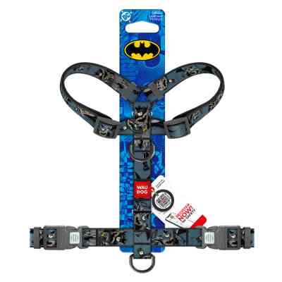 Шлея для собак WAUDOG Nylon H-подібна з QR-паспортом "Тінь Бетмена", пластиковий фастекс М (344-1078) Вінниця