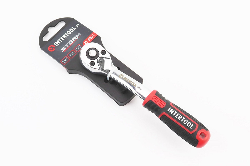 Тріскачка з вигнутою ручкою 1/4" 72 зуба CrV STORM ET-8001 Киев - изображение 1