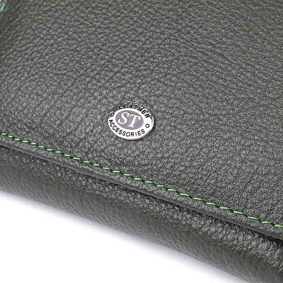 Жіночий гаманець компактного розміру з натуральної шкіри ST Leather 23072 Зелений Київ