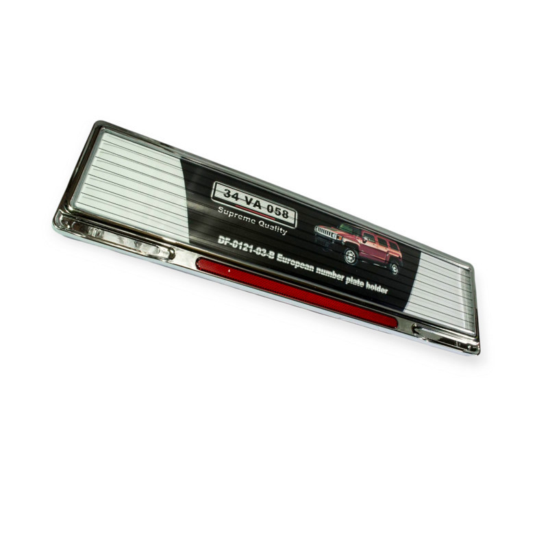 Рамка под номер стеклом с катафотом красным хромированный пластик Мукачево - изображение 1