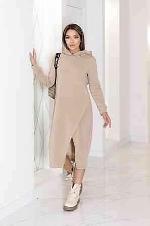 Тепла трикотажна сукня міді з капюшоном "Era" | Норма і батал Шоколадний, 42-44 Київ