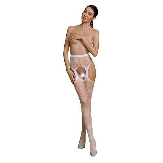 Эротические колготки-бодистокинг Passion ECO S001 white, с доступом, декор бабочки, подвязки Sex Aura Киев