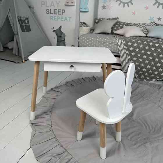 Дитячий стіл з ящиком та стільчик "Метелик", білий Київ