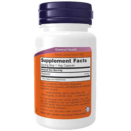 Мелатонін NOW Foods Melatonin 5 мг 60 капсул Луцьк