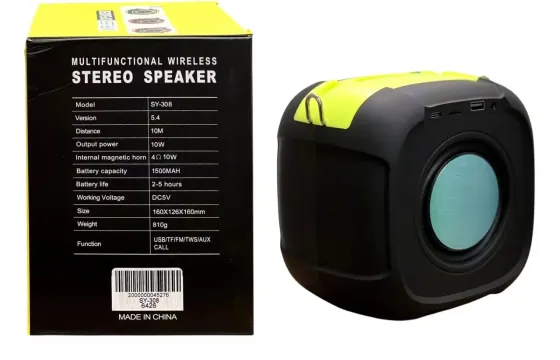 Минидинамик Bluetooth SY-308 5ВТ, поддержка карты памяти TF, FM-приемник. встроенный аккумулятор Одесса