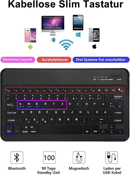 Противоударный чехол-книга IVEOPPE с клавиатурой Samsung Galaxy Tab S7 FE/S7+/S8+ 12.4