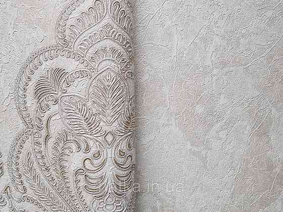 Шпалери вініл на флізеліні гарячого тиснення DU&KA King1.06х10 під штукатурку глянсові текстурні світло-беж Київ