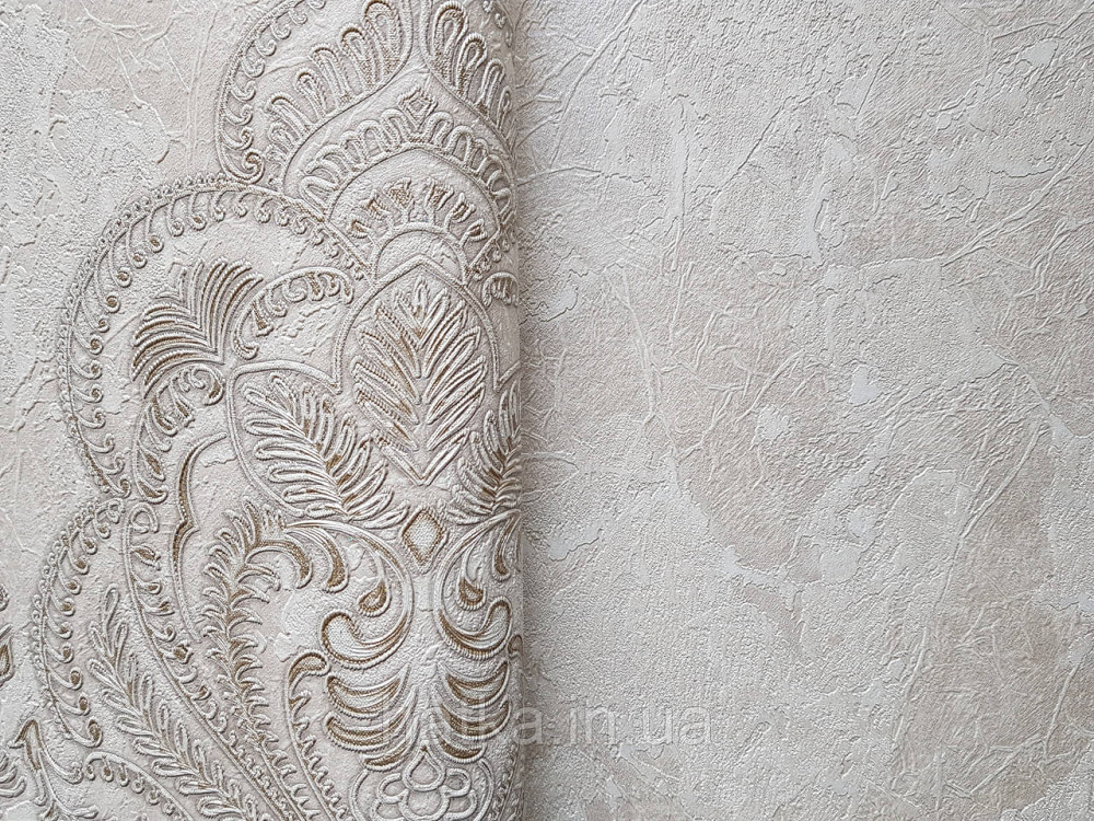 Шпалери вініл на флізеліні гарячого тиснення DU&KA King1.06х10 під штукатурку глянсові текстурні світло-беж Київ - фото 2
