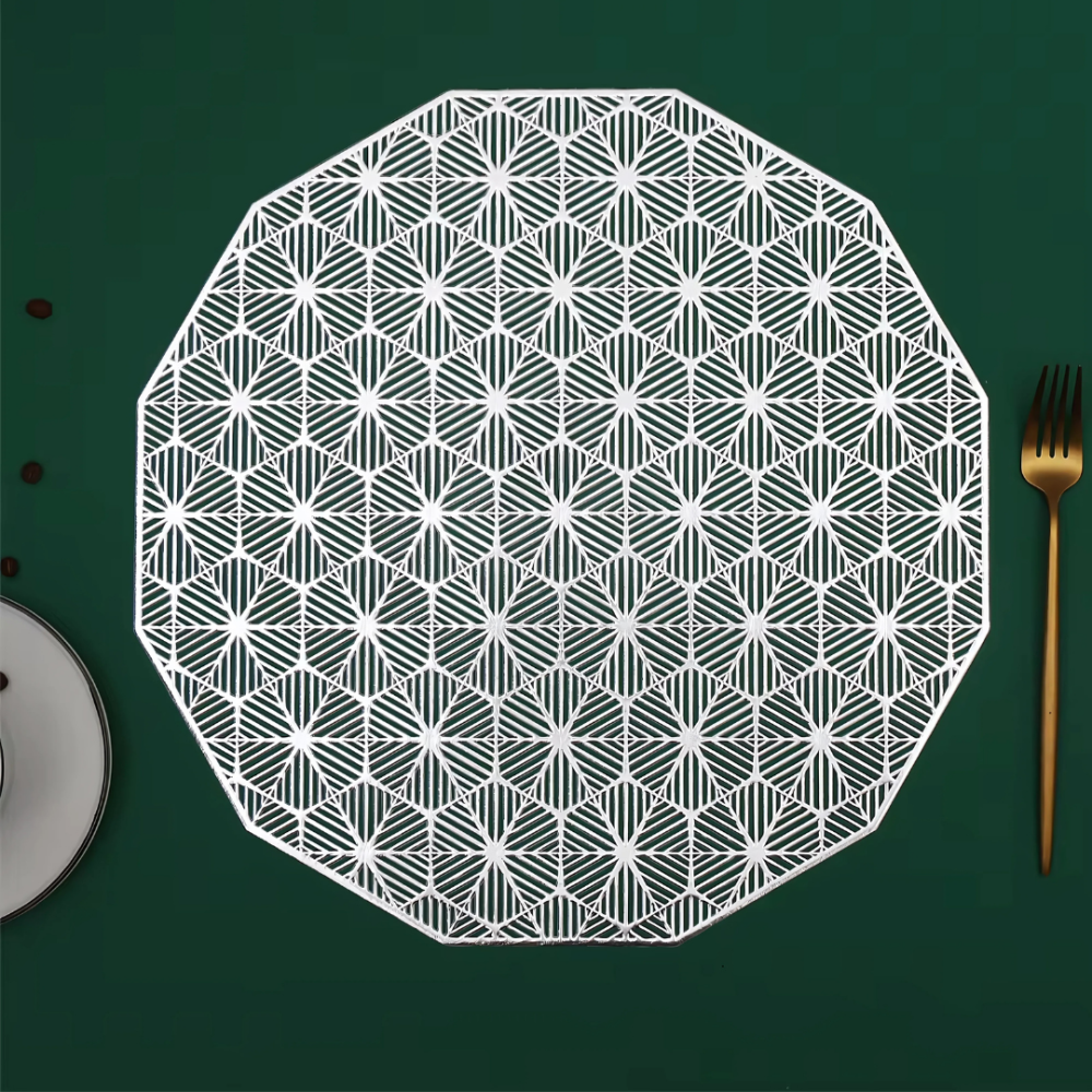 Сервировочная салфетка под горячее круглая 38х38 см, коврик сервировочный серебристый набор 2 шт Каменец-Подольский - изображение 1