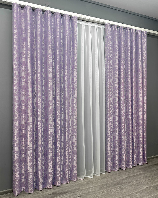 Комплект готових штор VR-Textil Жакард Вензель № 295ш Бузковий 100х270 см 2 шт (31-029) Київ - фото 12