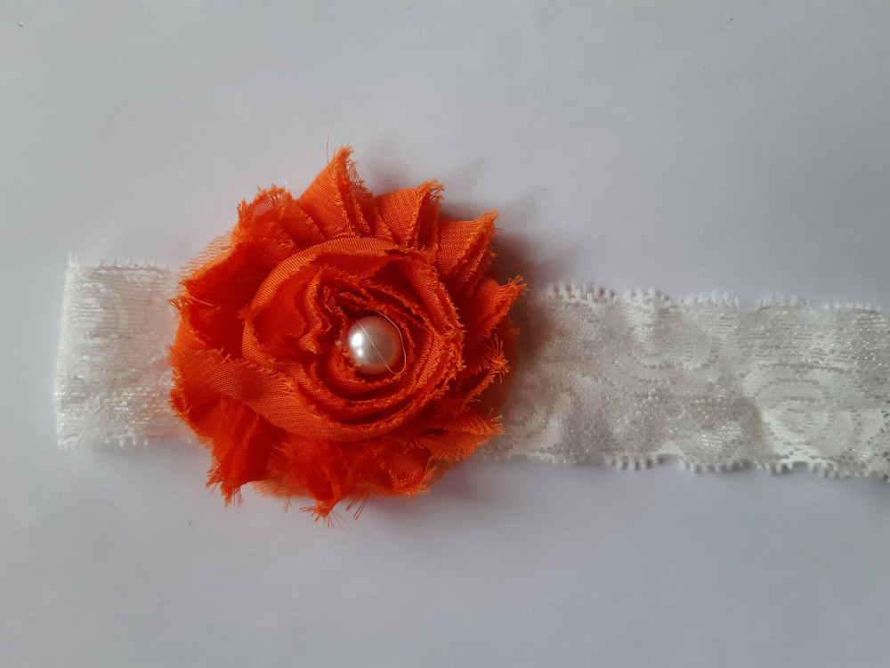 Мереживна дитяча пов'язка помаранчева - окружність 36-44см, квітка 6см Київ - фото 1