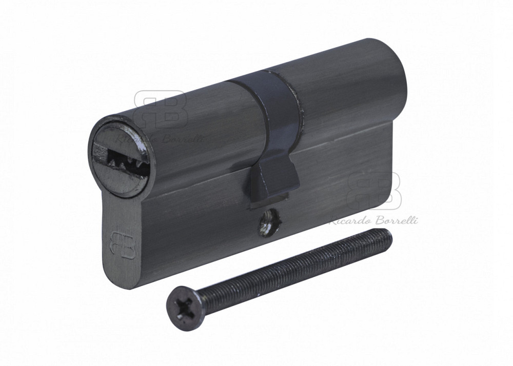 Євроциліндр для міжкімнатних дверей Ricardo Borelli з двостороннім ключем перфорований 60мм 30/30 ZN MB матовий чорний Київ - фото 1