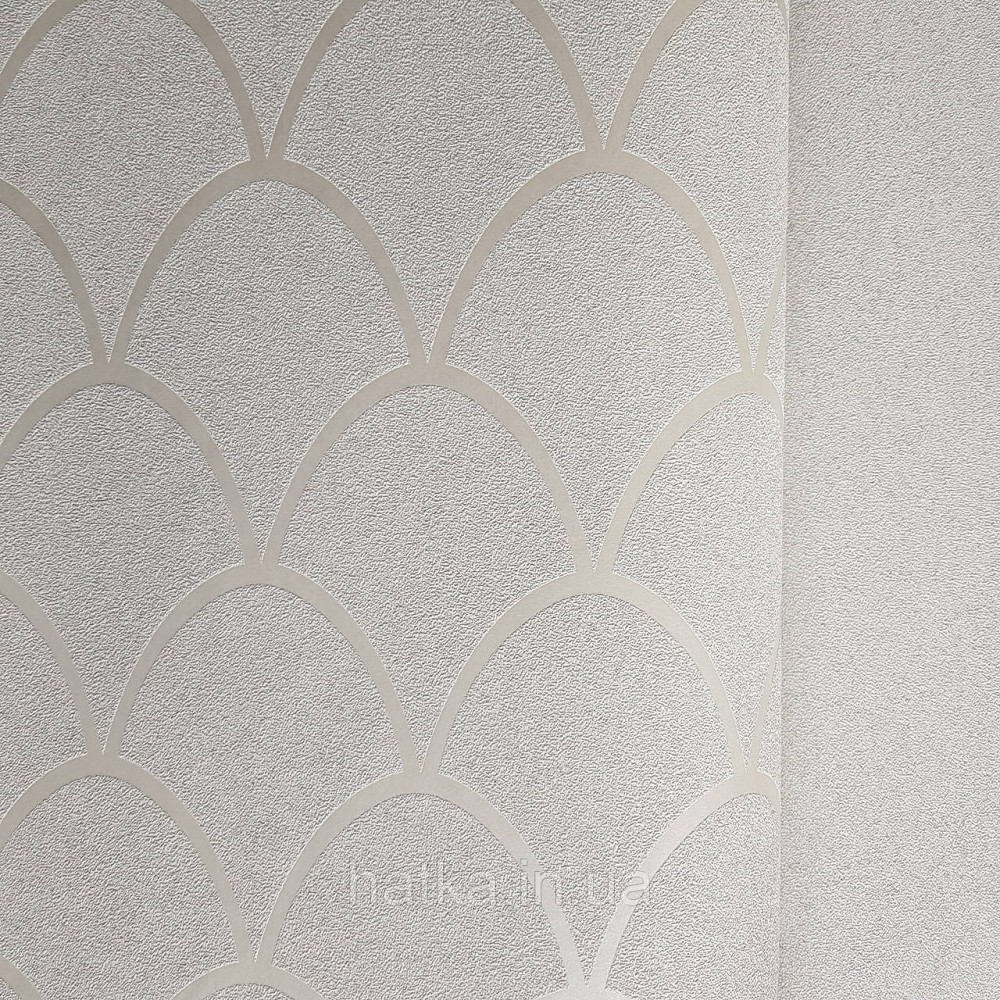 Шпалери вінілові на флізелін Marburg New Spirit Schoner Wohnen геометрія напівкола смуги сріблом на бежевому Київ - фото 1