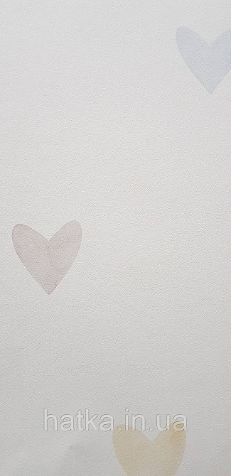Шпалери флізелінові еко Rasch Kids World II 0.53х10 дитячі сердечка блакитні жовті коричневі на білому Київ - фото 2