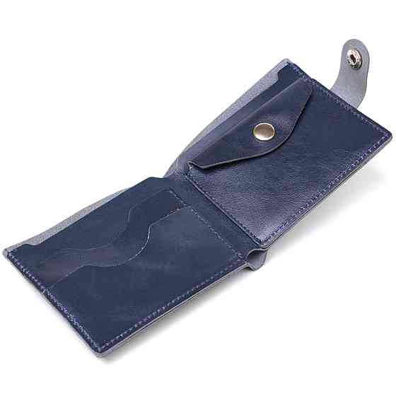Шкіряне компактне портмоне Shvigel 16444 Синій Київ