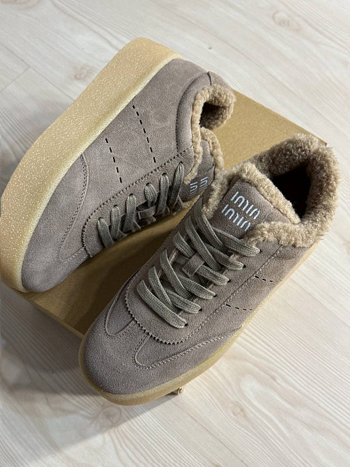 Кеди жіночі Hengji 633-5 утеплені замшеві на хутрі бежеві, 38, 24 см Київ - фото 9