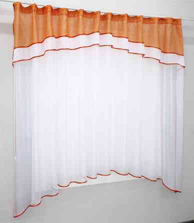 Кухонная гардина VR-Textil № 036к арка белый с оранжевым 280х170 см (52-0466) Киев